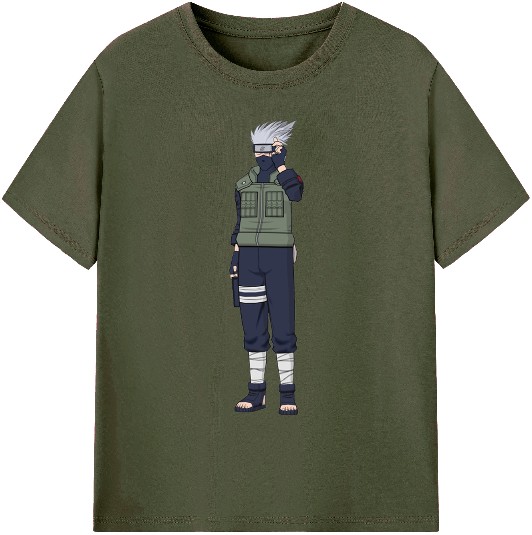 （画像用） NARUTO -ナルト- はたけ カカシ Hatake Kakashi 綿100％ メンズ半袖Tシャツ｜肌触りやわらか＆通気性